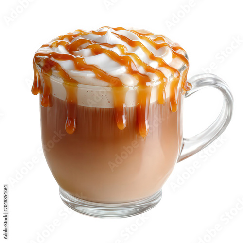 Caramel macchiato coffee drink with whipped cream