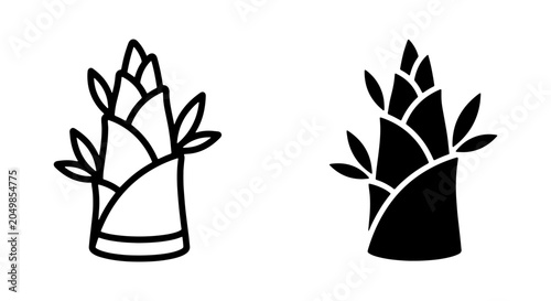 Bild auf Leinwand Bamboo Shoot Icons, Fresh Spring Vegetable Vector Graphics, Healthy Food Symbol