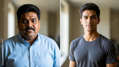 Portrait comparison showing personal growth confidence development and positive transformation toward healthier lifestyle choices