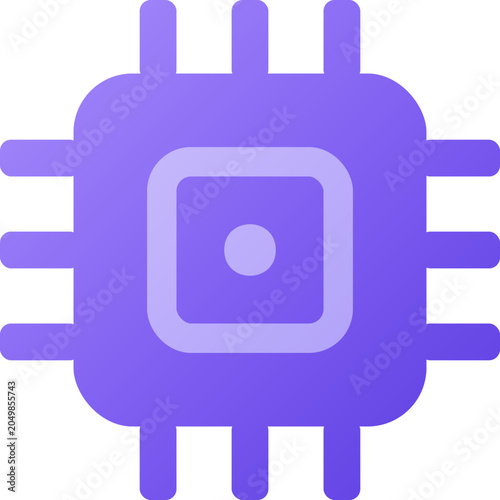 Processor Microchip CPU Flat Icon Purple Gradient