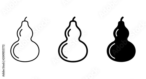 Tableau sur toile Gourd Icons Set: Outline, Filled, Silhouette Vector Graphics for Organic Design,