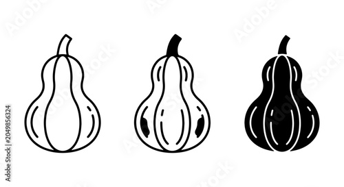 фотографія Gourd Icons Set, Autumn Harvest Vegetable Vector Graphics, Organic Fall Food Ill