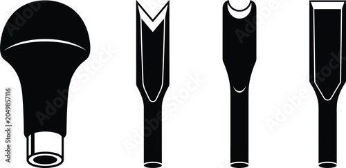 Slika na platnu Wood Carving and Linocut Linoleum Cutting Tools Vector Silhouette Set with Inter