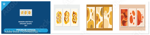 Canvastavla Abstract organic shapes in ochre and brown tones for modern design