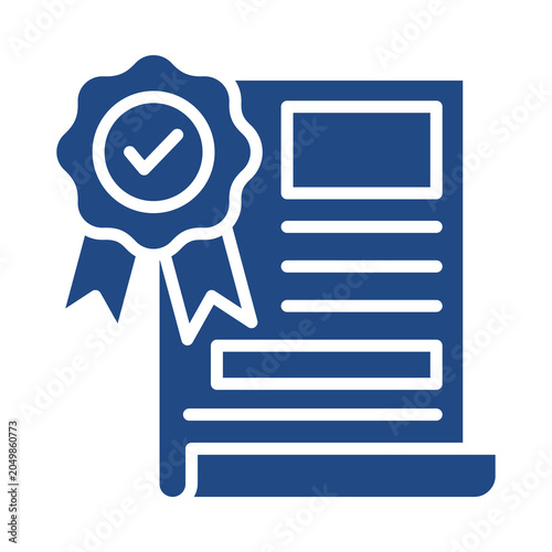 Certificate icon with checkmark isolated on transparent background