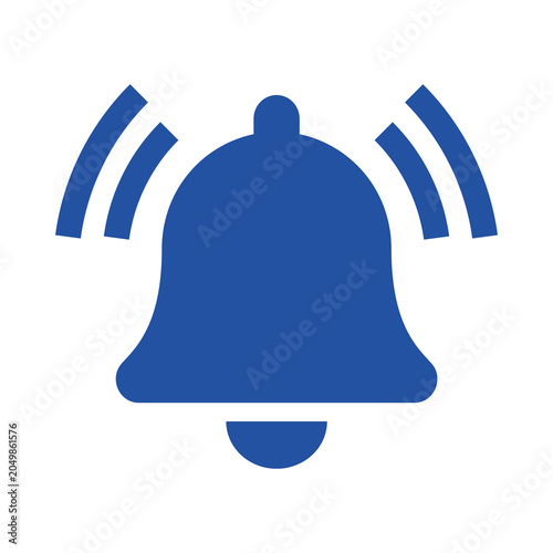 Blue notification bell icon isolated on transparent background