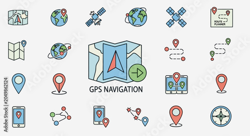 GPS Navigation Icons and Symbols.