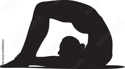Photography Black silhouette of a person doing a backbend yoga bridge pose with silhouette