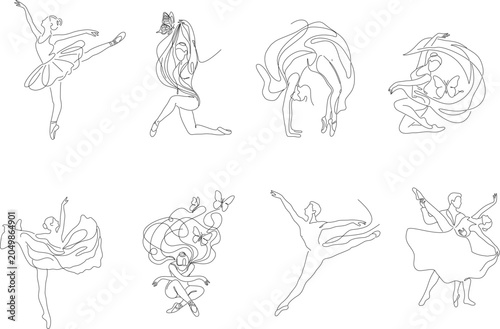 set of hand drawn illustrations of dancers
