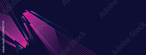 Modern Gaming Header Cover Layout with Hexagon Geometric Shapes, Speed Blur Effects and Copy Space.