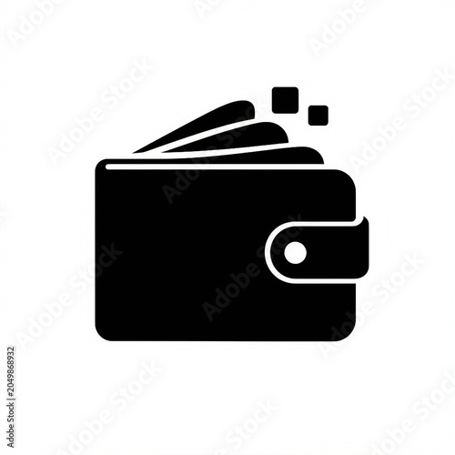 Wallet Icon With Cards Black Silhouette On A White Background