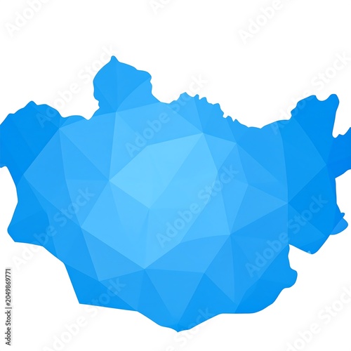 A blue polygon illustration of a country's geographical shape on a white background