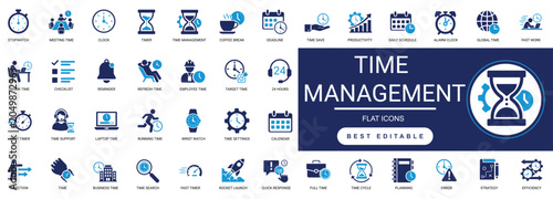 Obraz na płótnie time management solid icon set
