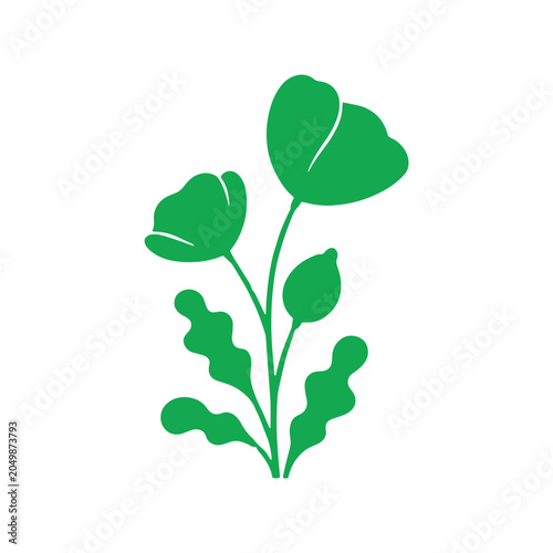 Minimal Green Botanical Flower With Organic Leaves Design