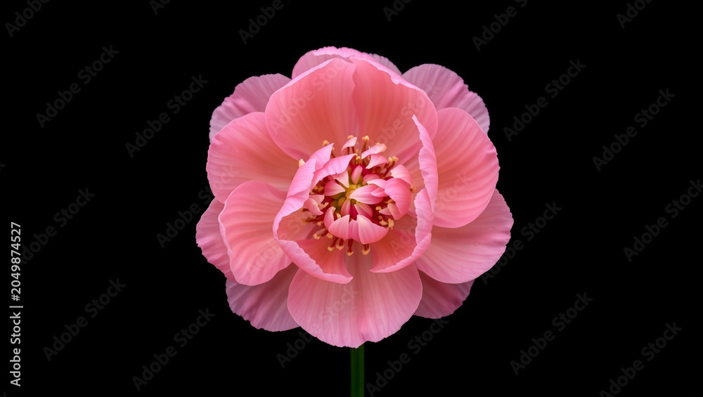 Fototapeta premium Pink Peony Flower Blooming on Black Background