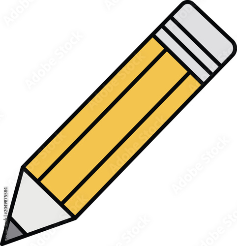 Fotografija Simple flat of a yellow pencil with gray ferrule and tip