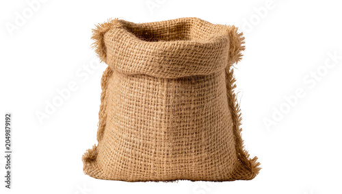 Canvastavla Empty burlap sack with frayed edges, isolated on transparent background