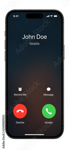 Incoming call screen on mobile