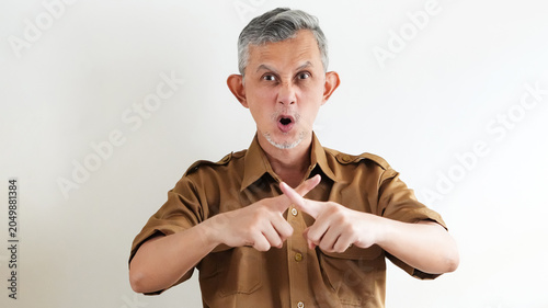 Photos Portrait of government worker man or teacher say no