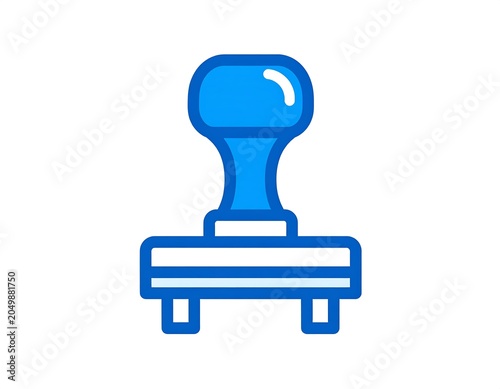 A blue rubber stamp icon with a rounded handle on a white background
