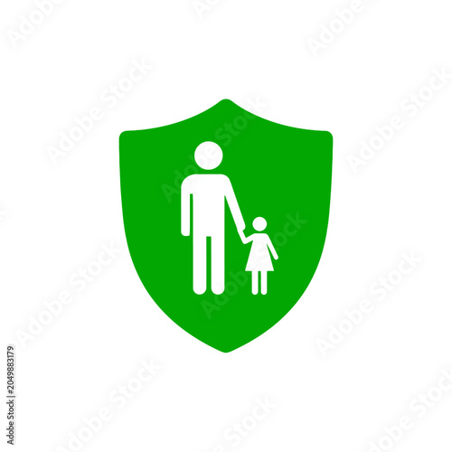 Green shield icon representing family protection and child safety