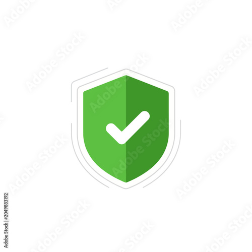 Green shield icon with checkmark for security and protection