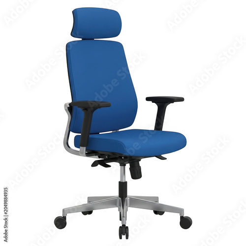 Modern blue office chair isolated on clean background