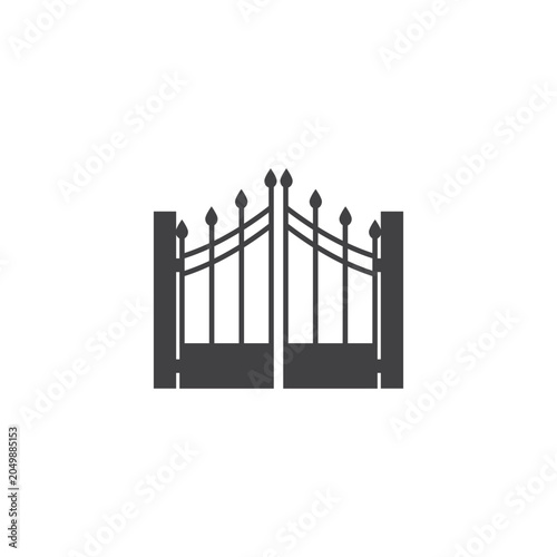 flat design vector illustration of iron trellis gate