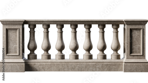 Foto Ornate stone balustrade with detailed balusters, isolated on transparent backgro