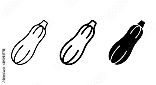 Fotografia Zucchini Icons Set, Outline and Silhouette Vegetable Graphics, Fresh Summer Squa
