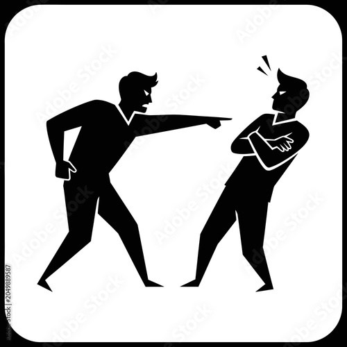 Angry Man Accusing Another Man - Silhouette Icon