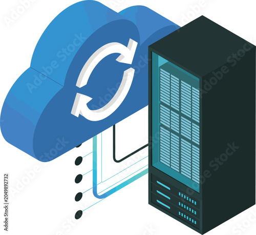 Isometric cloud computing server synchronization with data flow keywords: cloud, computing
