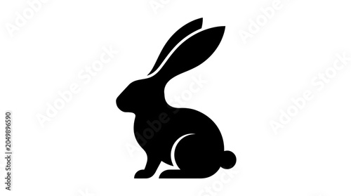 Tableau sur toile Black silhouette of a sitting rabbit.