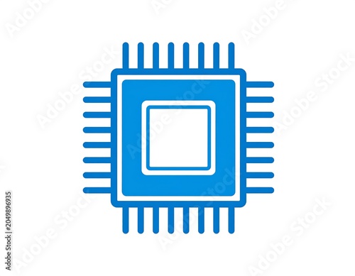 A blue square with a white outline and a smaller square inside, surrounded by vertical lines on a white background