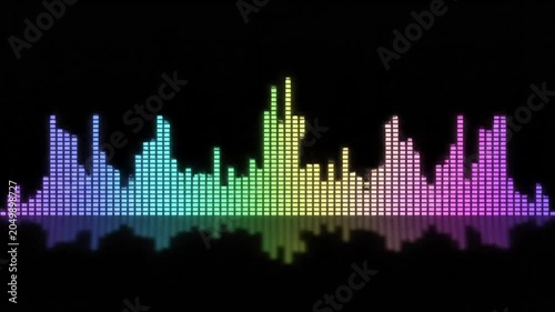 Colorful digital audio waveform spectrum equalizer visualizer animation