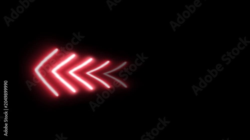Neon Arrow Flow Animation Glowing Flashing Direction Indicators Motion Background Loop
