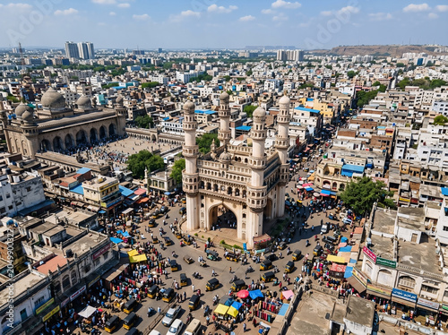 aerial view of charminar hyderabad india