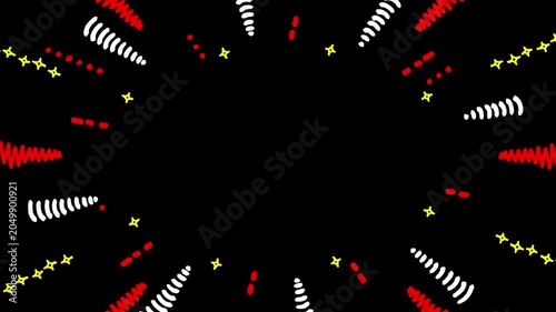 Cute Doodle Radial Lines Background on Alpha Channel - red and white