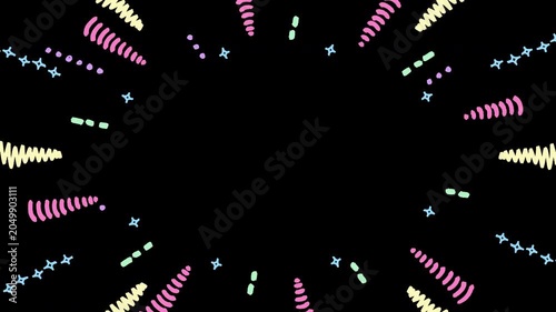 Cute Doodle Radial Lines Background on Alpha Channel - pastel color