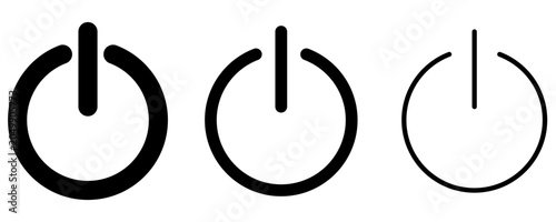 Set of power icons, symbols for on/off, startup, and shutdown of devices. Vector illustration,