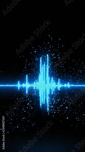 Digital sound waveform visualization in vibrant blue on black background