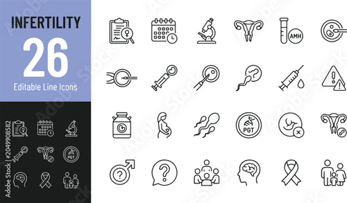 Photos Infertility and Reproductive Health Line Editable Icons set
