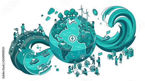 Sustainable Earth: Green Energy, Community, and Eco-Friendly Future