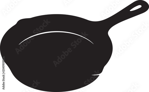 Black frying pan with handle silhouette