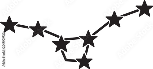 Black star constellation with connecting lines