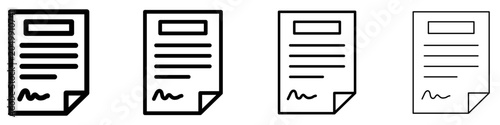Foto Set of signed document or contract icons, symbols for legal agreements, transactions, official documentation, and formal arrangements