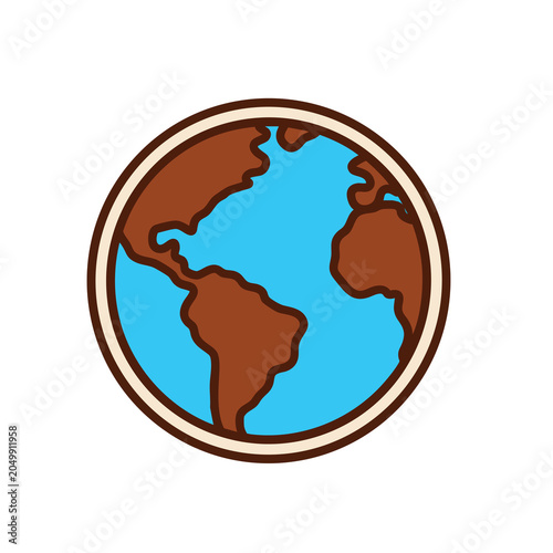 Simple stylized icon of the planet earth globe with continents.