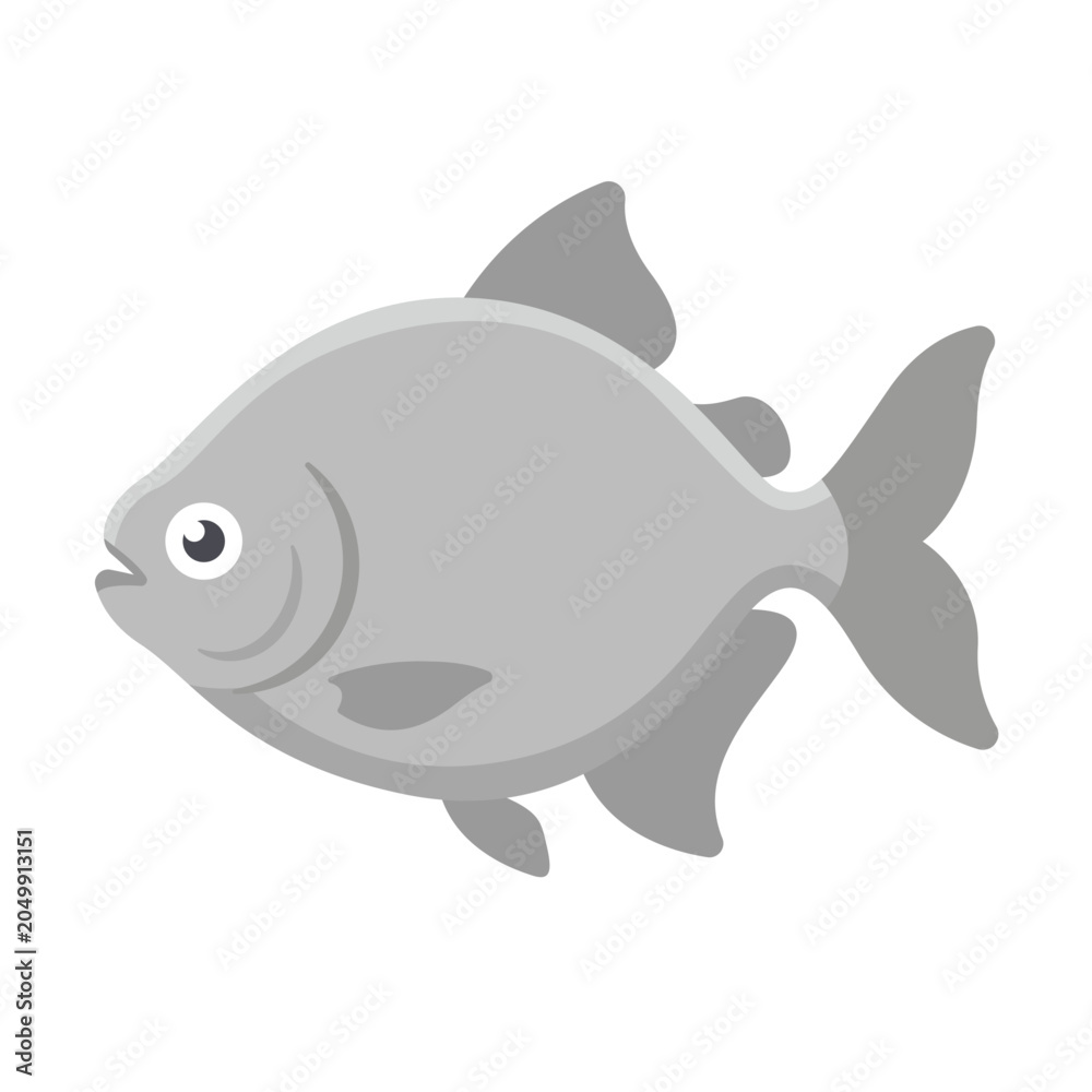 Fototapeta premium Silver Dollar Fish Clipart Flat Vector Logo Illustration