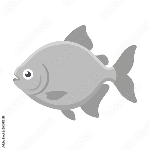 Tableau sur toile Silver Dollar Fish Clipart Flat Vector Logo Illustration