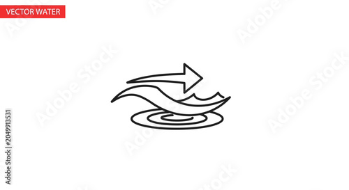 Fotografi Water Wave With Arrow Moving Forward.